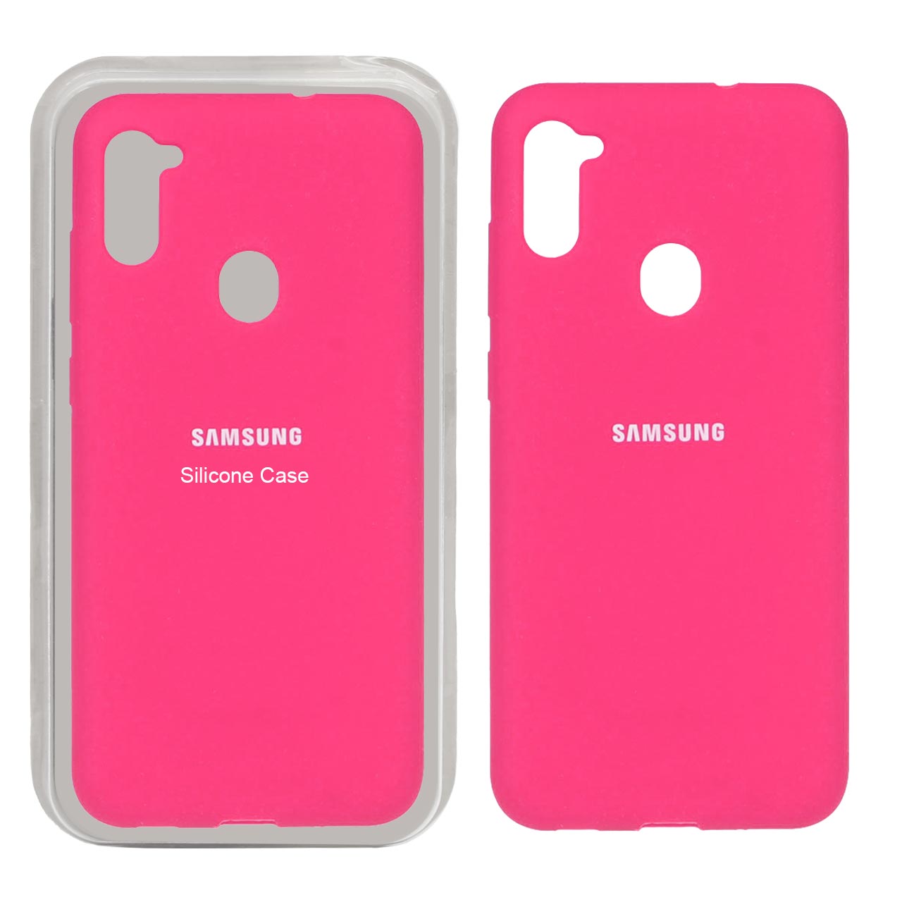 قاب سیلیکونی پاک کنی اورجینال Samsung Galaxy A11 / M11 - صورتی فانتزی (پک اصلی)